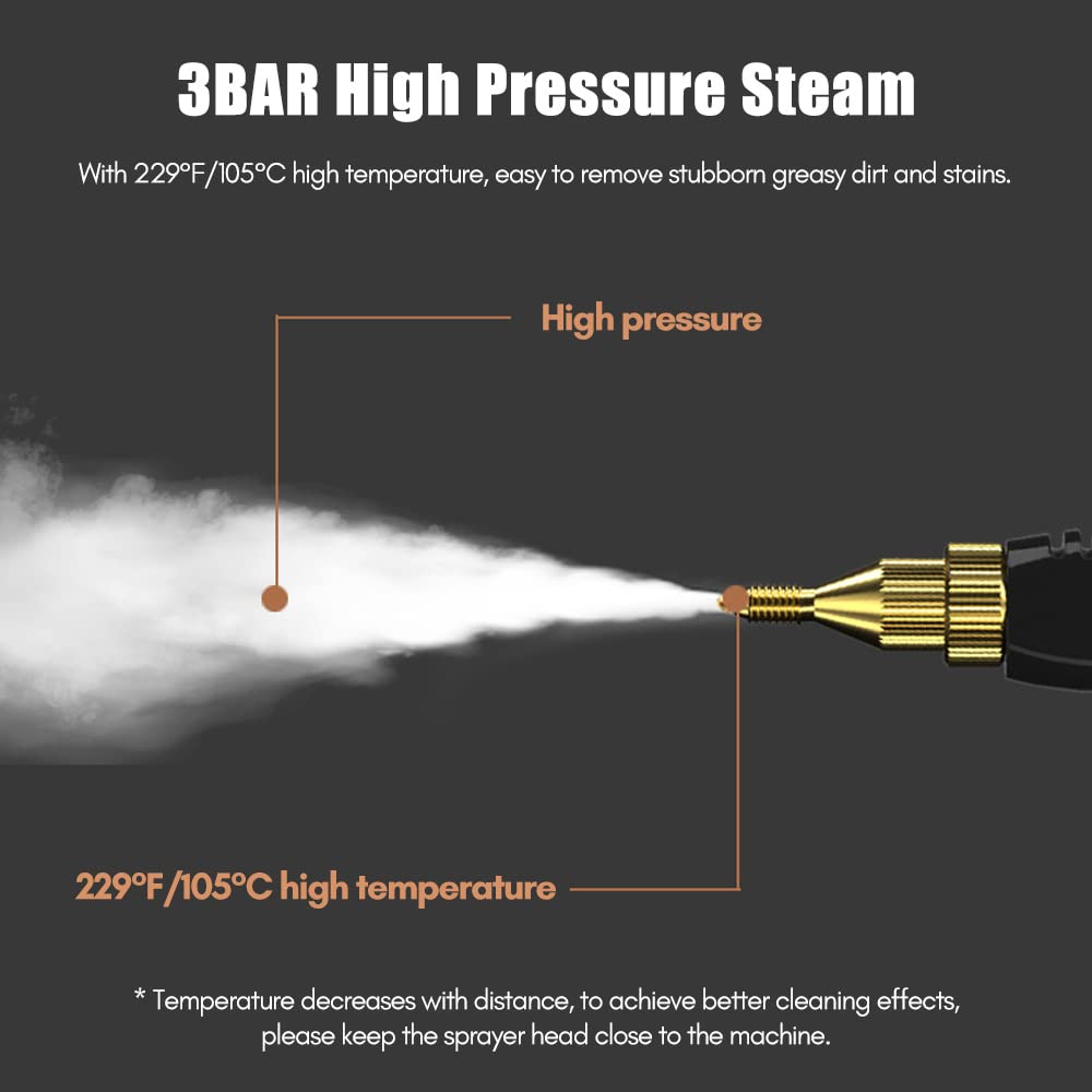 Handheld Steam Cleaner Pressurized with Brush Heads and Gloves (7 Count)