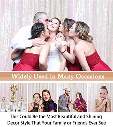 ShinyBeauty Sequin Backdrop 7FTx7FT Iridescent White Shimmer Wall Drapes Glitter Photo Backdrop for Baby, Birthday - color: Iridescent, size: 7FTx7FT