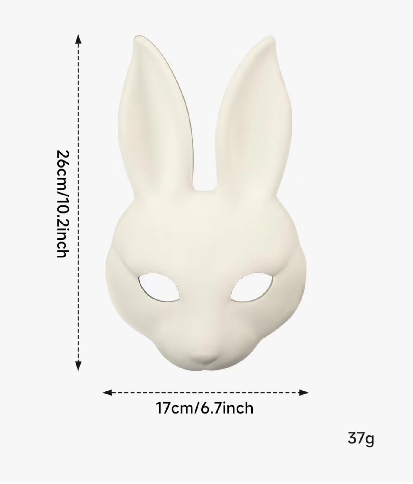 Yamoloz White DIY Bunny Mask for Costume Party or Festive Events 2 Pcs