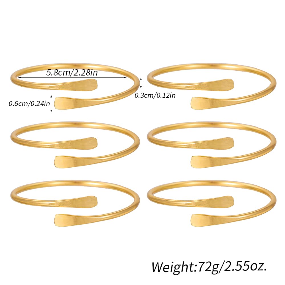 RINTOLER 6Pcs Gold Cuff Bangle Bracelets Set for Women - Multi Layer Stackable Textured Bracelets Boho Jewelrys for Women. (6pc Cuff Gold)