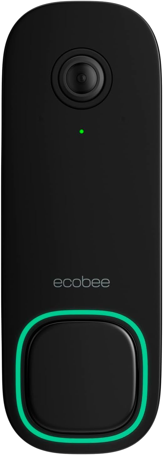 ecobee Smart Video Doorbell Camera (Wired) - with Industry Leading HD Camera, Smart Security, Night Vision, Person and Package Sensors, 2-Way Talk, and Video & Snapshot Recording