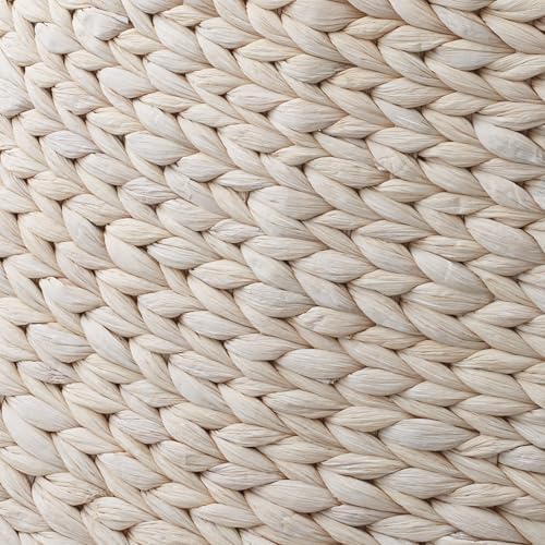 Casafield 42-Inch Christmas Tree Collar, Woven Water Hyacinth Tree Base Cover with Cord Cut Out, Whitewash