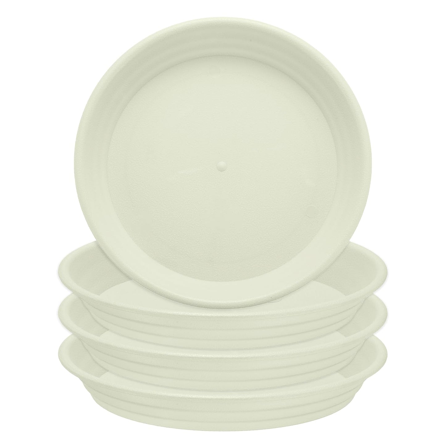 HARFINGTON 4pcs Plastic Plant Saucer 6.1" Round Drip Trays Flower Pot Saucers Flower Base Bottom Drainage Tray for Indoors Outdoors Planters, Beige