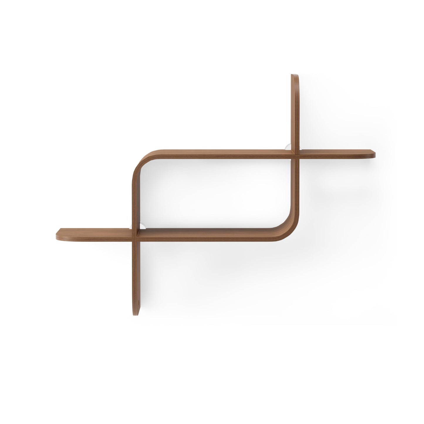 Umbra Montage Floating Wall Shelf Display Case, Made of Natural Bent Wood, Light Walnut