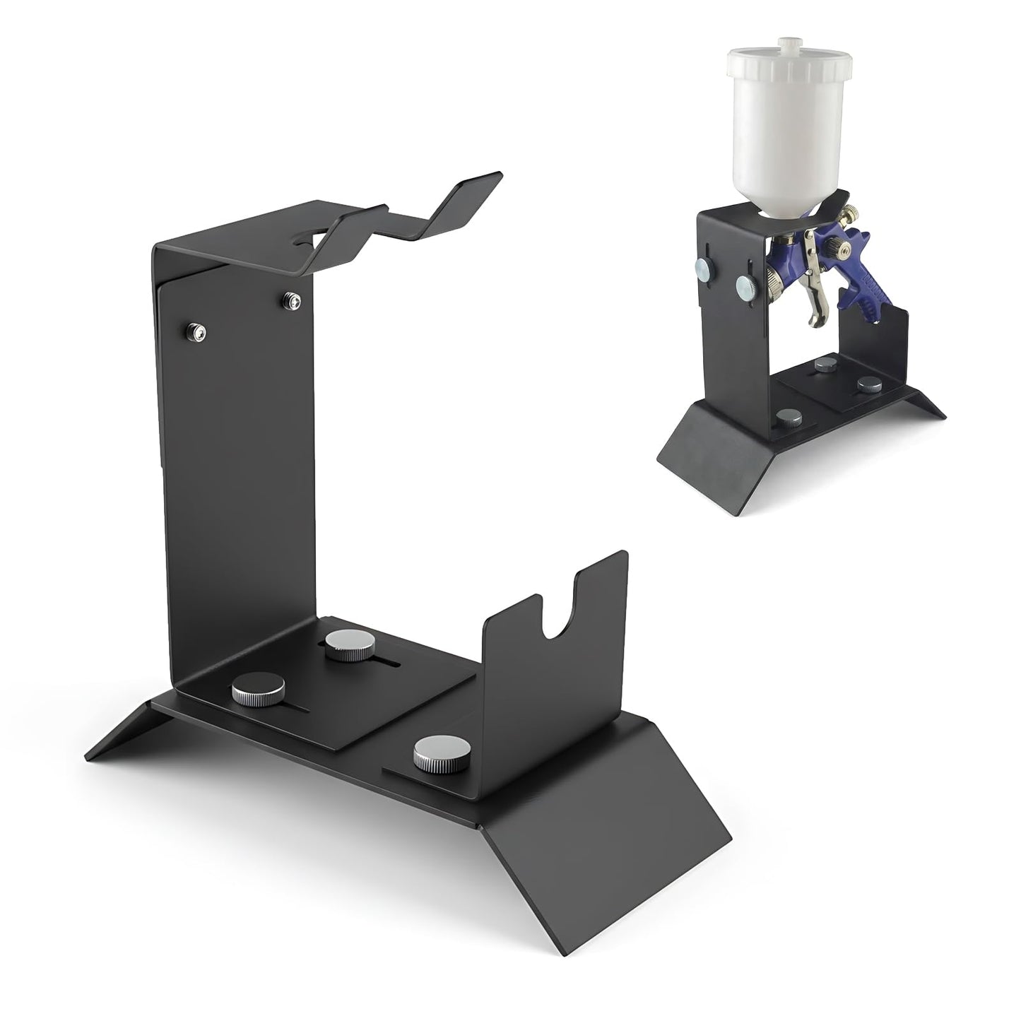 HUBEST Adjustable Spray Gun Holder Stand - Heavy Duty Benchtop Paint Gun Stand with Solid Base - Universal Gravity Feed HVLP Sprayer Holder for Auto Body Shop & DIY Painting Accessories