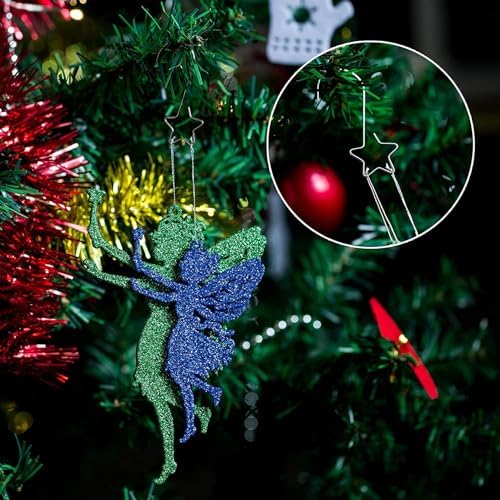SIXRUN 120pcs Star Shaped Christmas Tree Hooks, Stainless Steel Decoration Hangers for Easter Halloween Party, Ornament Hooks, Christmas Decoration (Silver)