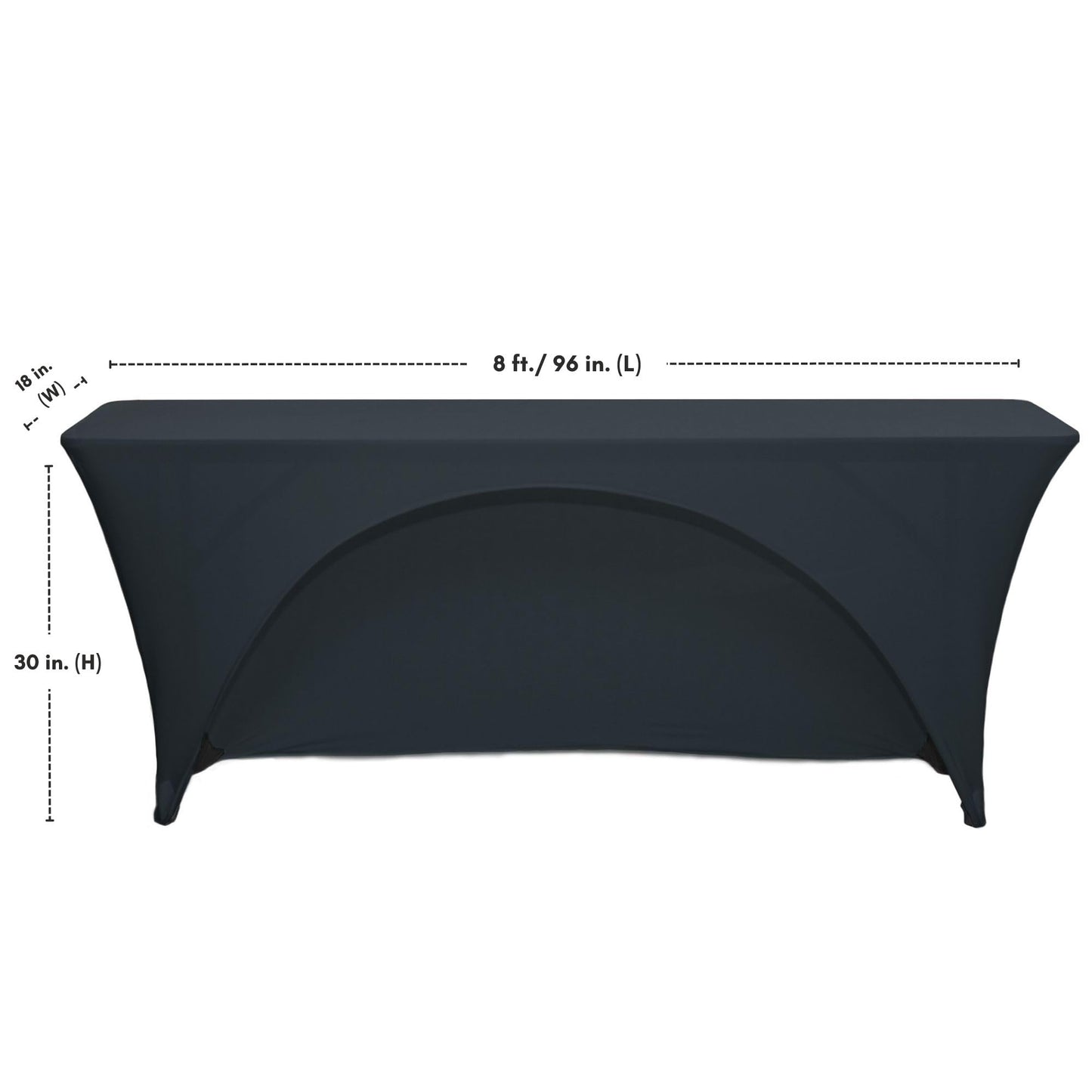 YOUR CHAIR COVERS - Spandex 8 Ft x 18 Inches, Narrow Classroom Open Back Rectangular Training Stretch Tablecloth - Black