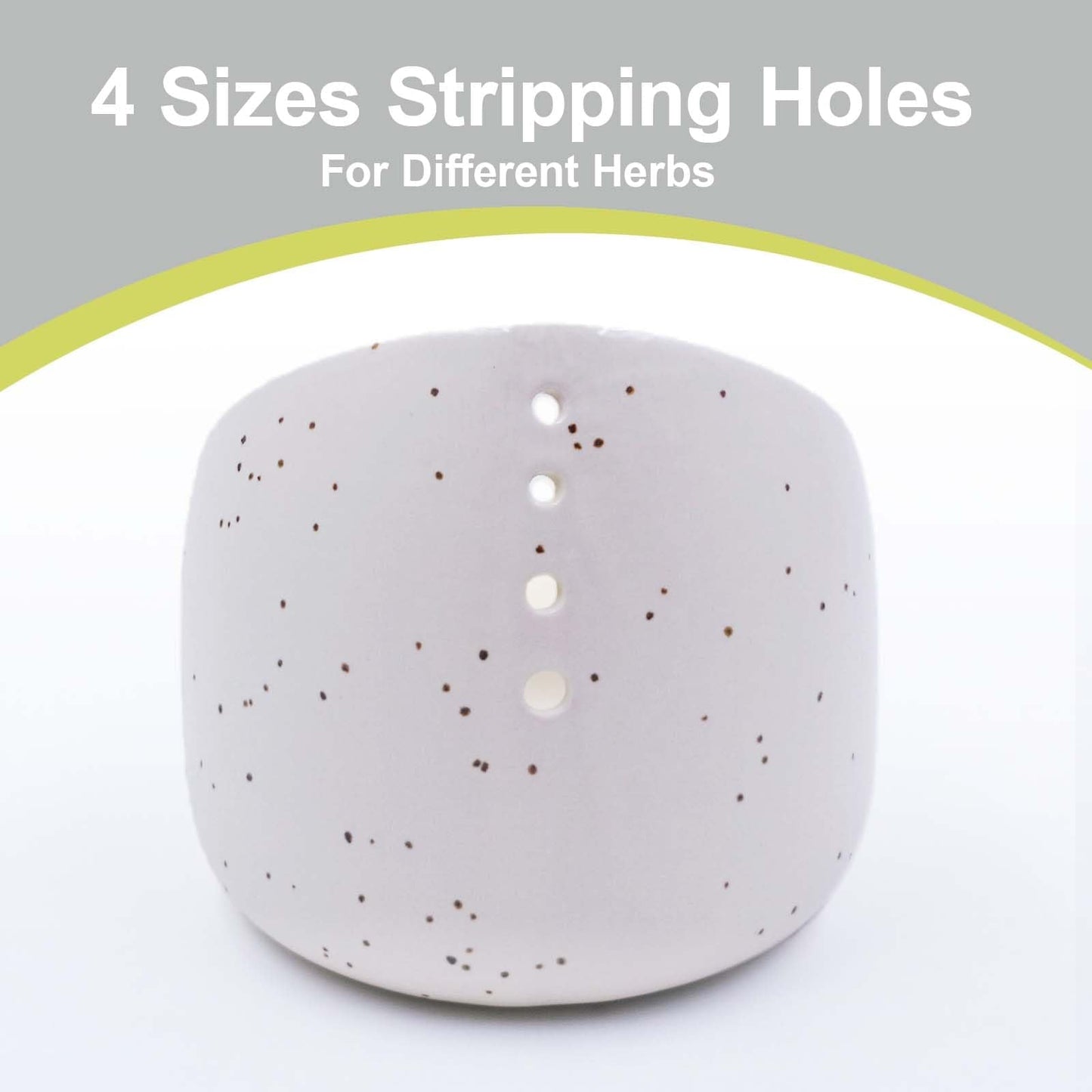 MGMGART White Ceramic Herb Stripping Bowl with Four Multi-Sized Holes -Efficient Kitchen Tool for Parsley, Basil, Rosemary, Mint, Thyme, Cilantro, Oregano - Handmade Pottery Gadget