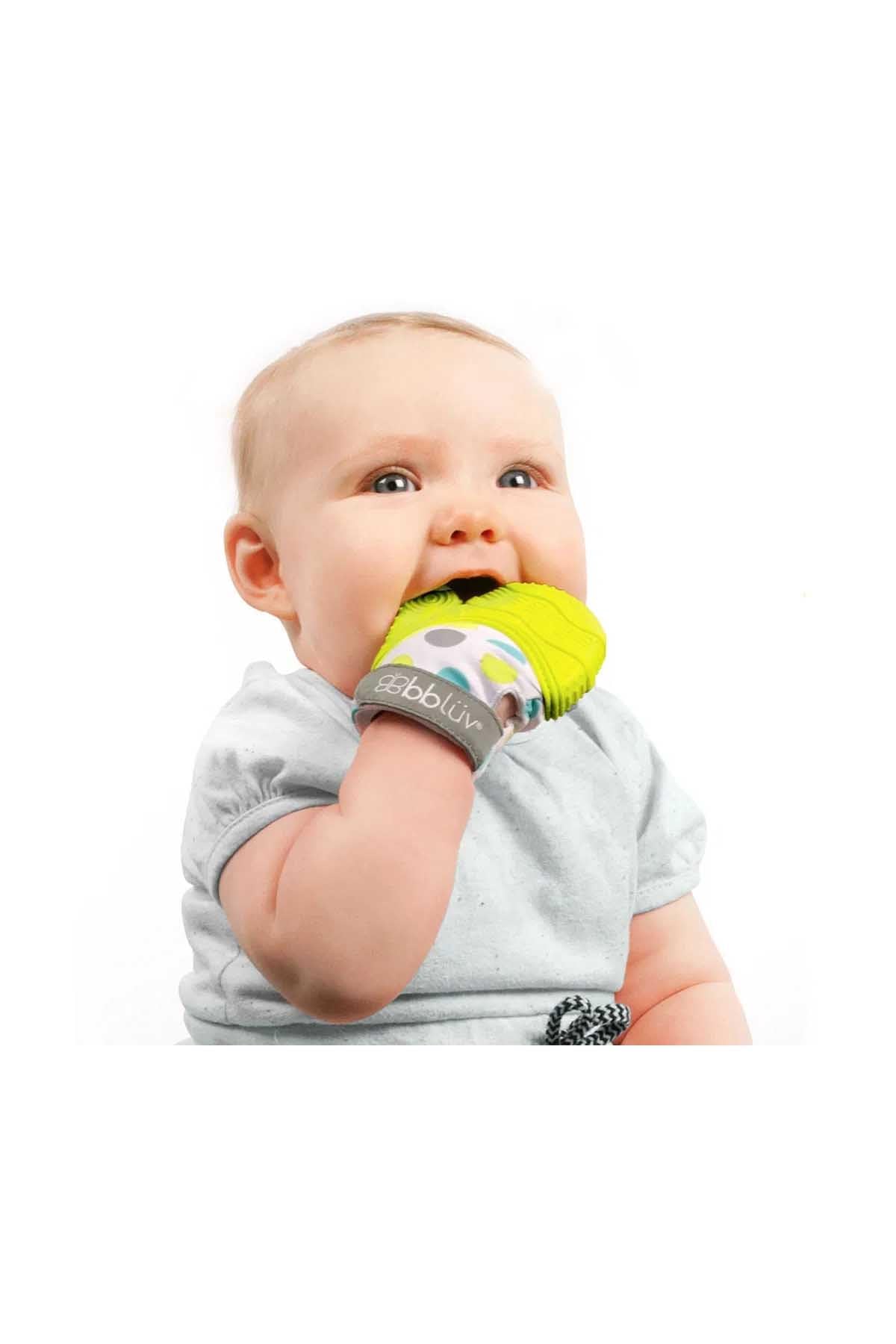 Bblüv - Glüv - Original Silicone Baby Teething Mitten with Opposable Thumb, Self Soothing Teether Toy, Includes a Storage Bag (Aqua)