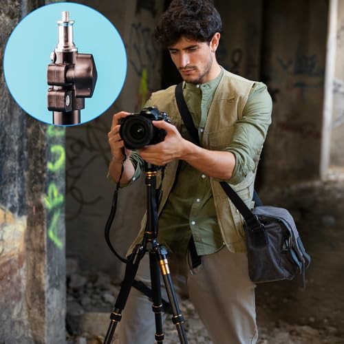 4-Pack Silver Adapter 1/4 to 3/8 Inch Metal Male Convertor Stand Spigot Stud Threaded Screw Adapter, 1/4-3/8 Tip Screw for Photography Light Stand Adapters for Studio Light Stands Coldshoe Adapters