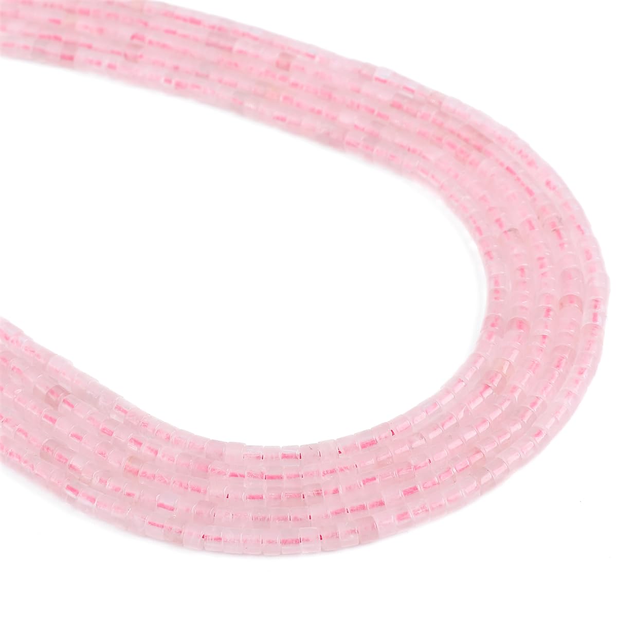 BEADIA Natural Rose Quartz Spacer Beads Caps Flat Round Loose Beads for Beading Jewelry Making 3mmx2mm 38cm