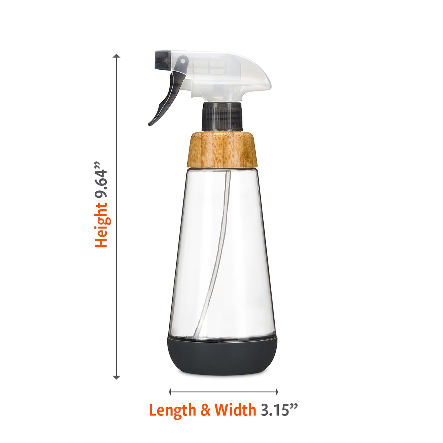 Full Circle Bottle Service - Refillable Glass Spray Bottle for Cleaning - Versatile Stream & Mist Options, Bamboo, Silicone Boot - Ideal for Non-Toxic Solutions & Plant Care, 16oz, Gray