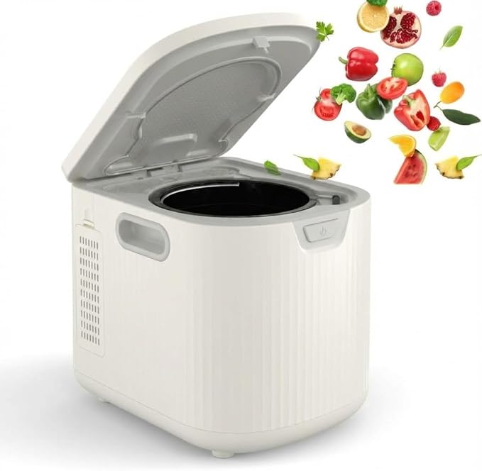 2.5L Electric Countertop Compost Bin, Food Cycler with Auto-Clean & LED Display, Quiet Odor-Free Food Waste Recycler for Kitchen, Turns Scraps into Fertilizer for Garden