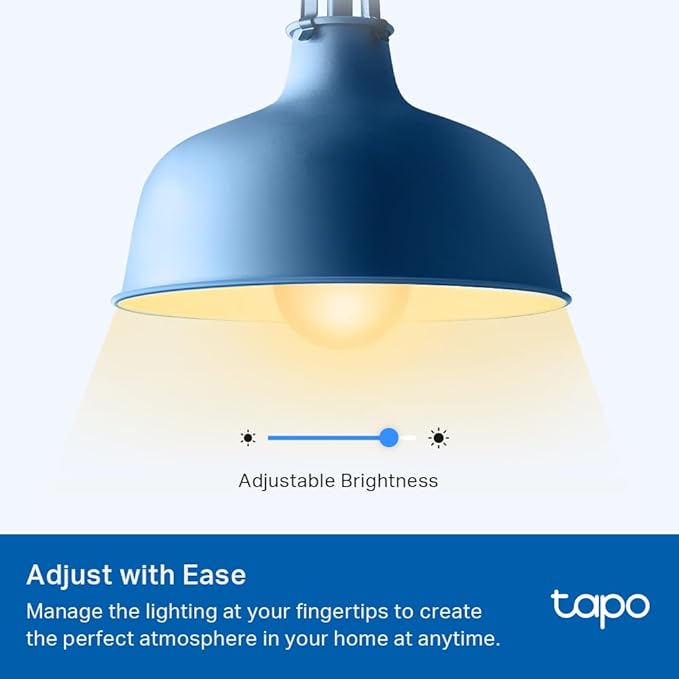 TP-Link Tapo Smart Light Bulbs, 800 Lumens (60W Equivalent), 2700K Soft Warm White LED Bulb, Dimmable, Compatible with Alexa and Google Home, No Hub Required, A19 E26, Tapo L510E (4-Pack)