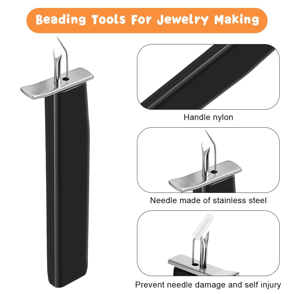 BADAO Beading Knotting Tool,Pearl Jewelry Making Tool Professional Bead Knotting,1pcs Knot Tying Kit with 2pcs Silk Thread for Pearls in Jewelry Making Kits