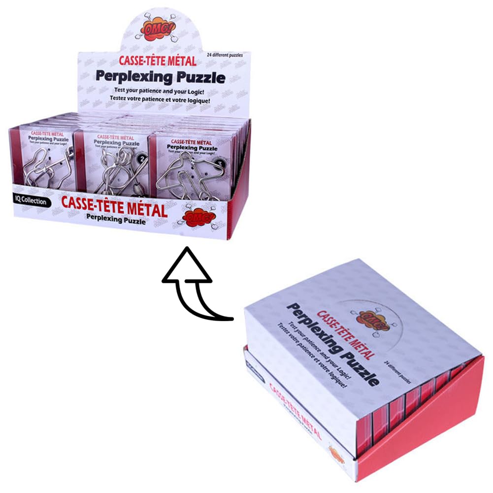 24 Pack Metal Wire Puzzles for Adults & Kids - IQ Brain Teaser Stress Relief Toys, Classic Interlocking Logic Games with Gift Box, Gift for Puzzle Lovers