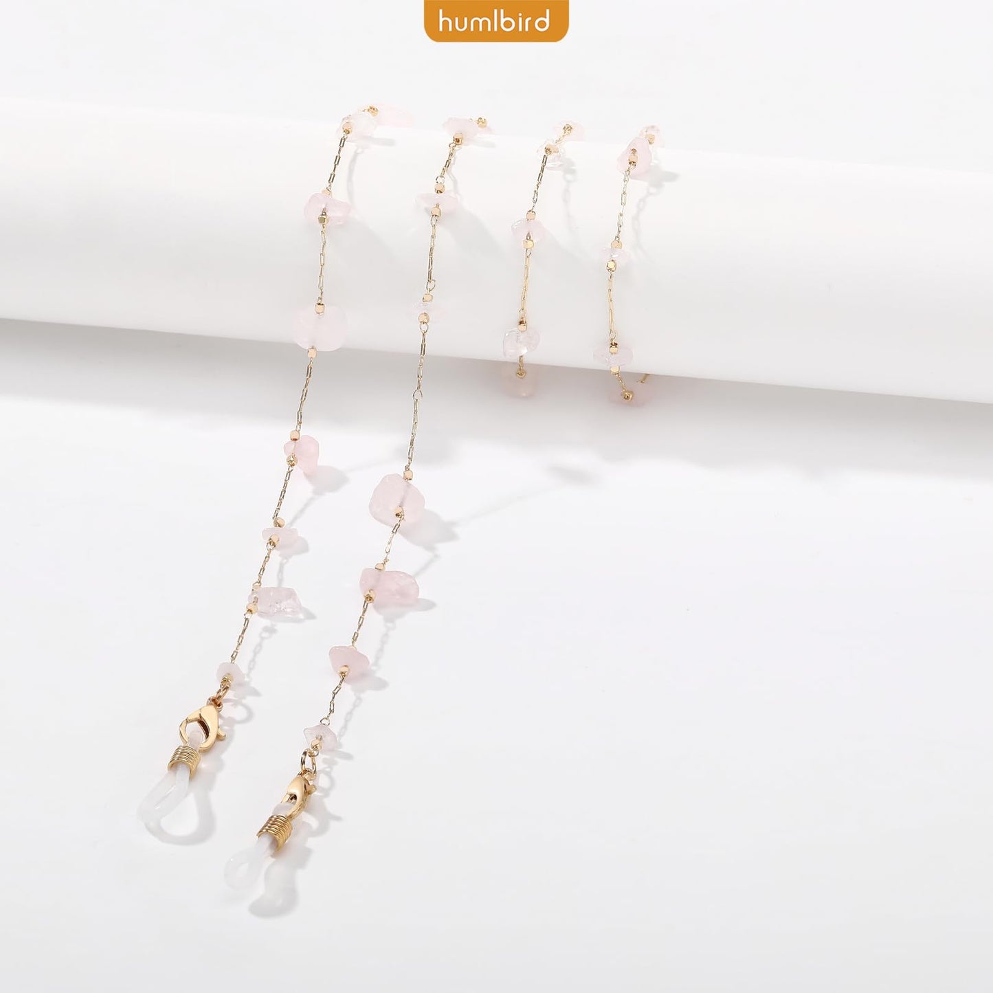 humlbird Eyeglass Chains for Women Stylish Glasses Lanyard Sunglass Chain Natural Crystal Mask Chain Eye Glasses Strap Pink-1