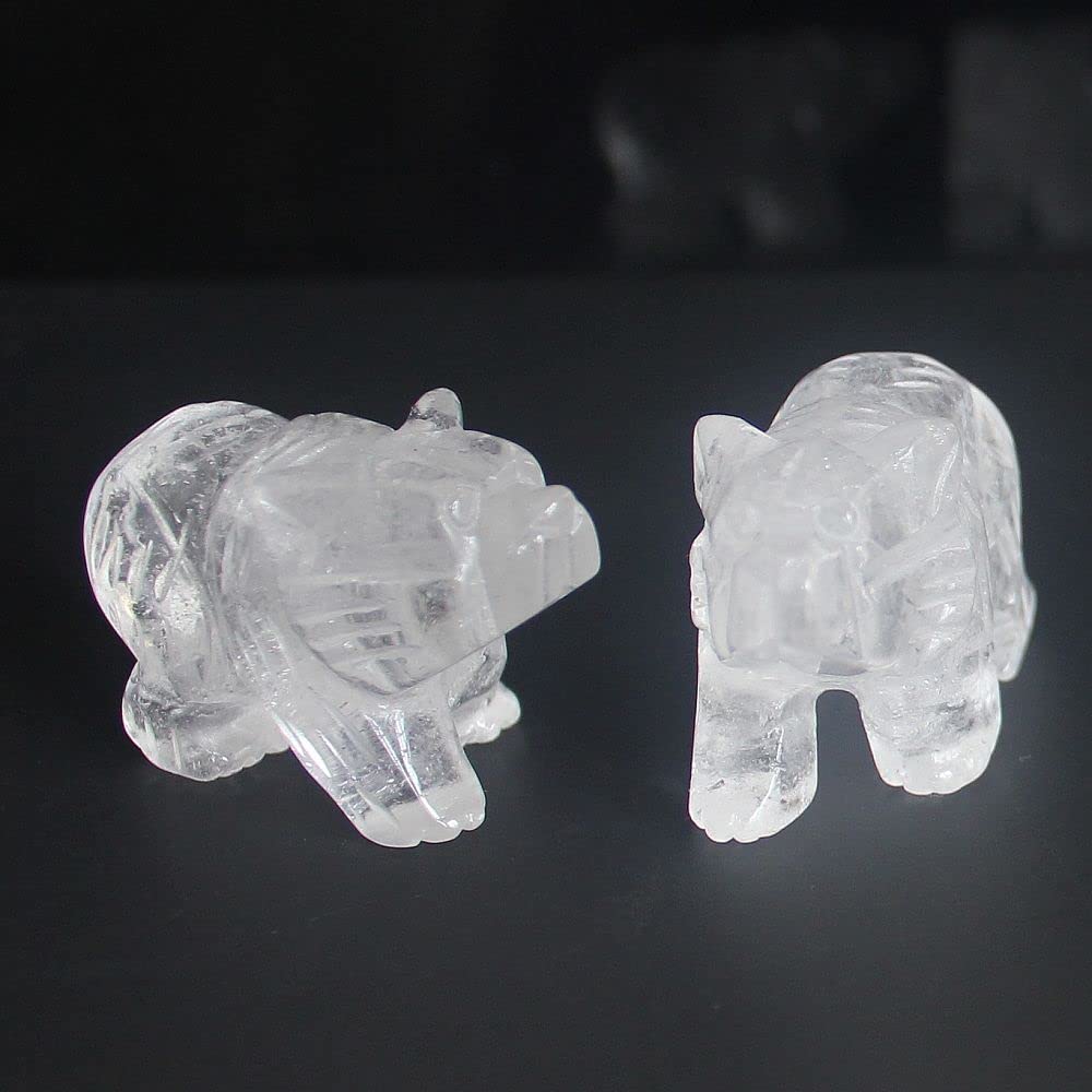 HLbshi Hand Carved Mixed Gemstone Crystal Bear Figurine Animal Carving Statue Home Decor 1.5'' (White Quartz)