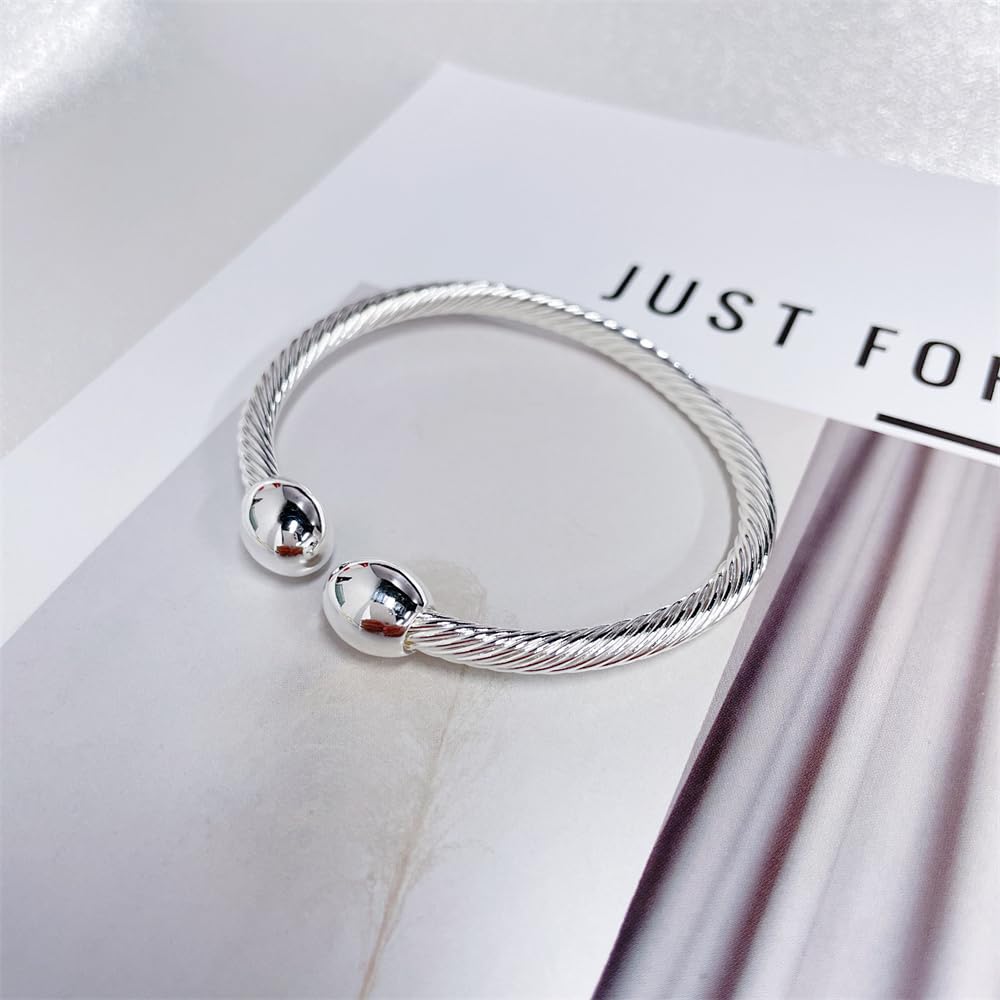 NewZenro Elegant Magnetic Bracelet Copper Magnets Bangle For Women Men Gifts for Father's Day (Silver)