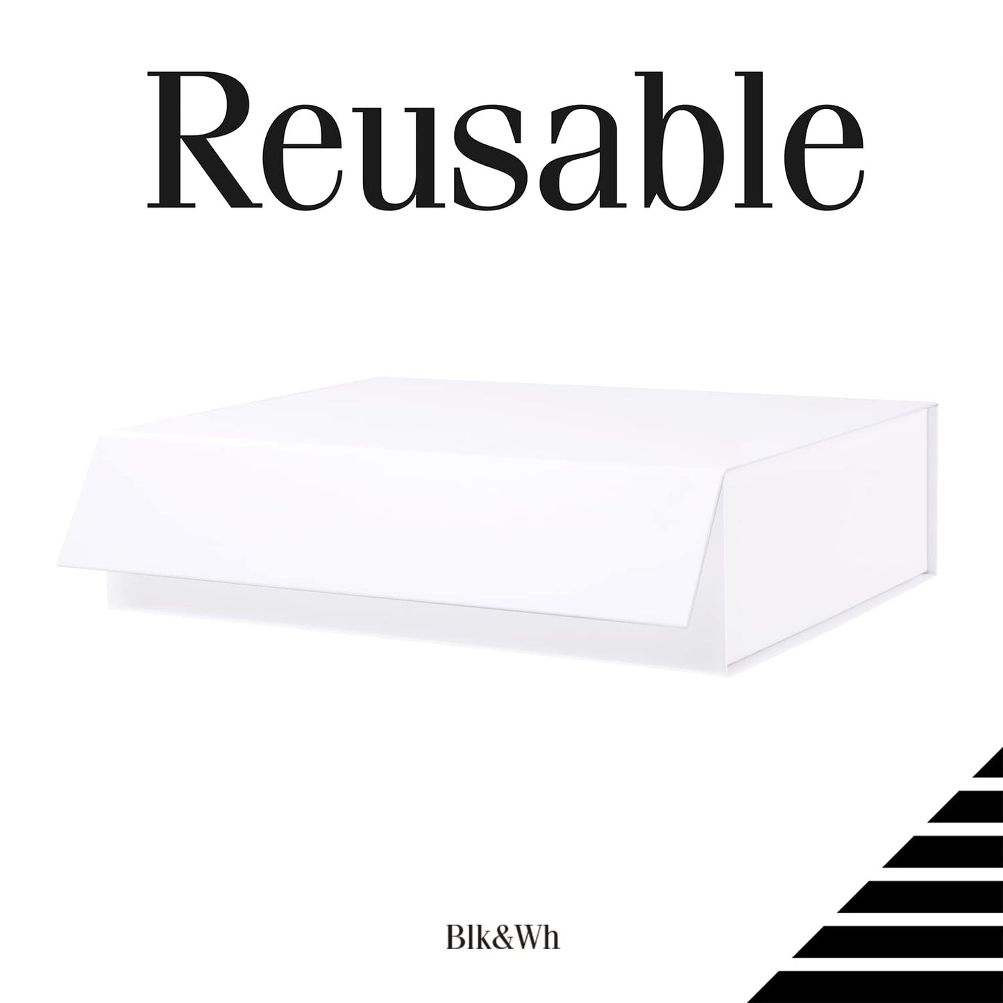 BLK&WH Large Gift Box 13.5x10x3.5 Inches, White Gift Box with Magnetic Closure Lid, Sturdy Shirt Box, Rectangle Collapsible Box for Gift Packaging (Matte White)