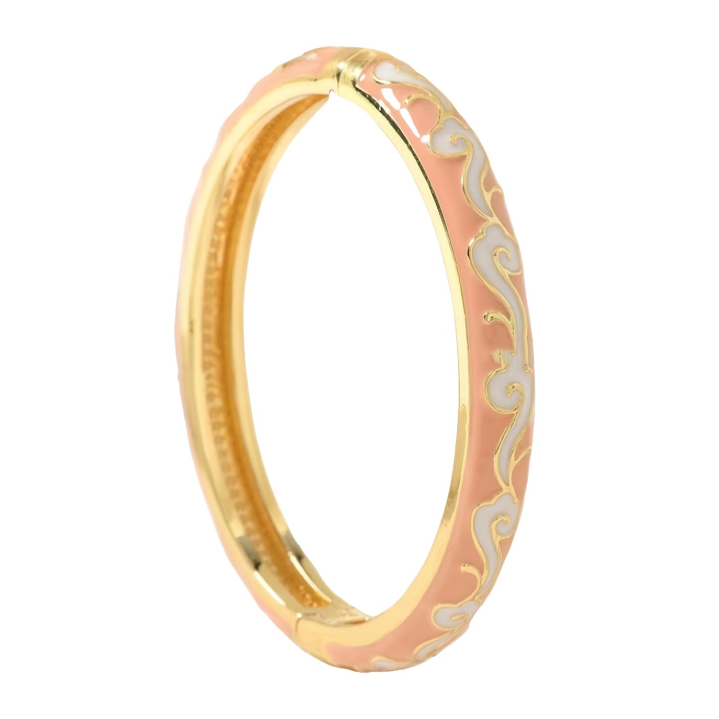 Cloisonne Bracelet For Women, Chunky Bangle Trendy Cute Flower Enamel Bangles Multi Tone Engraved Cuff Gold Plated Bracelets Stackable Wife Jewelry Friendship Gift (Cloud Rose Red, One Size)