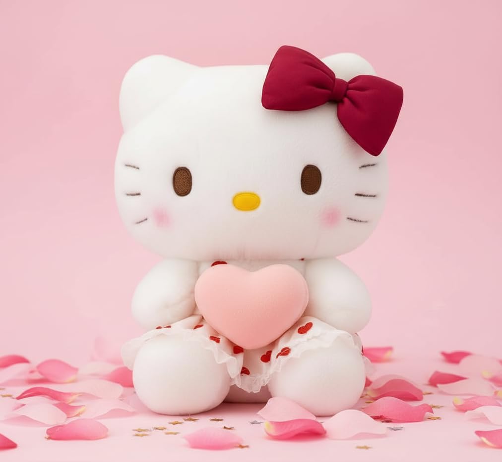 AlphaDesignLuxe 12″ Big Pink Heart Kitty Plush Toy – Kawaii Cat Stuffed Animal, Soft Plush Doll Gift for Kids, Teens & Collectors