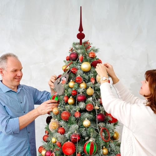 Sumind 11" Christmas Finial Tree Topper Vintage Red Velvet Ornament