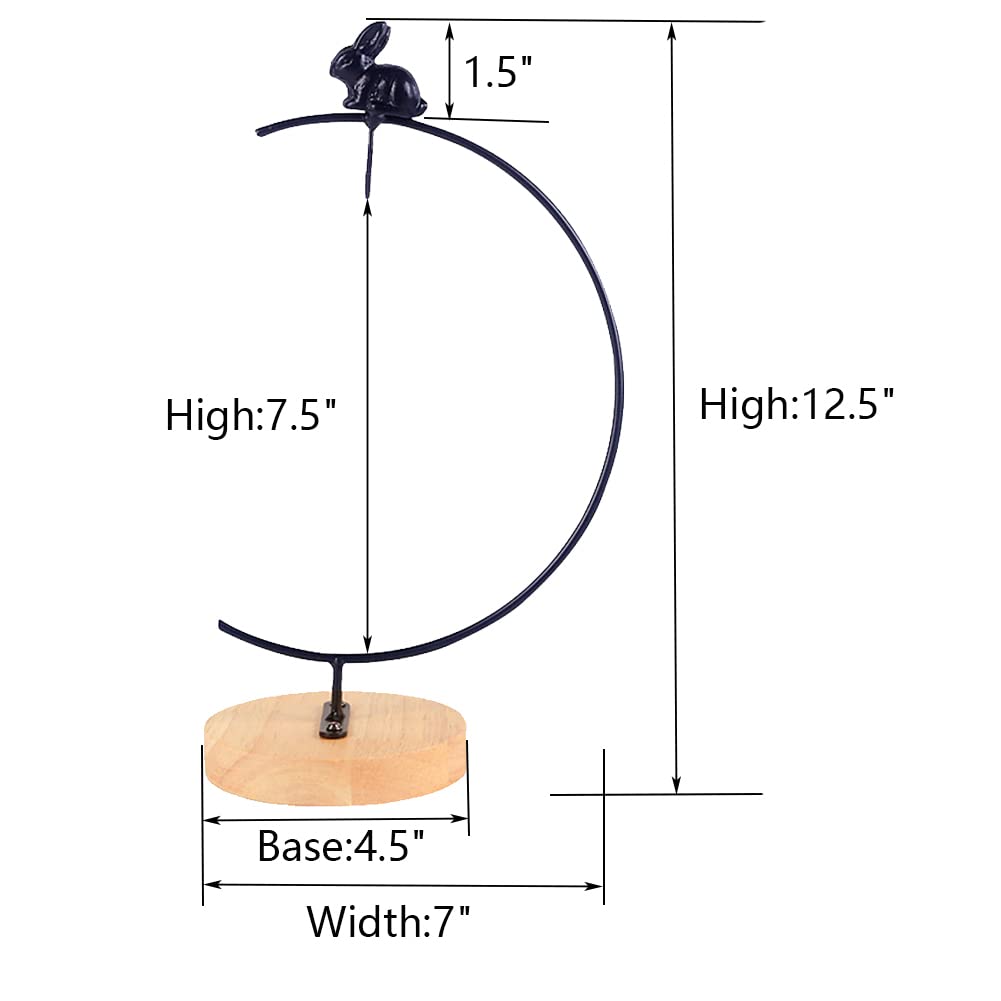 YY YEARCHY Rustic Ornament Display Stand with Rabbit Decoration Air Plants Holder Terrariums Hanging Planter Stand Iron Wire Hanging Pot Hook for Home Decor Ornaments Glass Globe Witch Ball