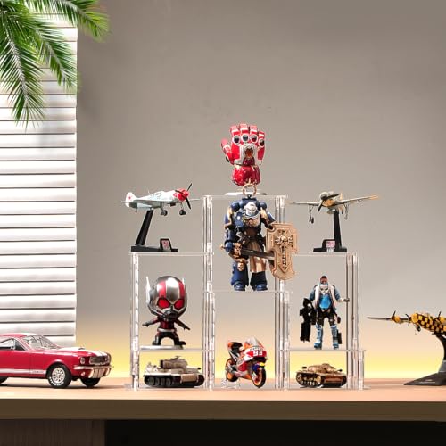 6 Tier Clear Action Figures Display Risers Stand Shelf, Acrylic Display Stands for Collectibles,Pop Figures Holder Perfumes Organizer,Large Rock Risers Rack - color: 6 Tier