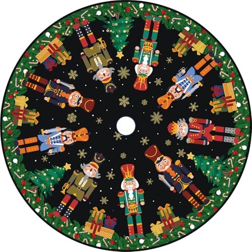 Festive Nutcracker Tree Skirt, Holiday Soldier Cover, Winter Celebration Xmas Ornaments, for Church Celebrations, Residence Parties, Seasonal Atmosphere, Merrymaking Events