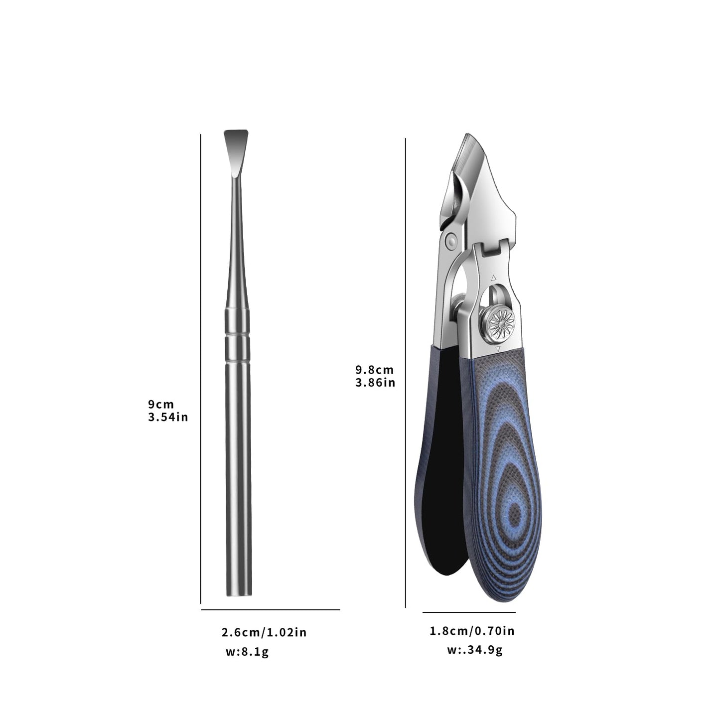 Safety Lock Cuticle Nippers for Home Manicure, G10 Handle Cuticle Trimmer for Pedicure Kit, Nail Care Tool for Seniors (Oval Blue D)
