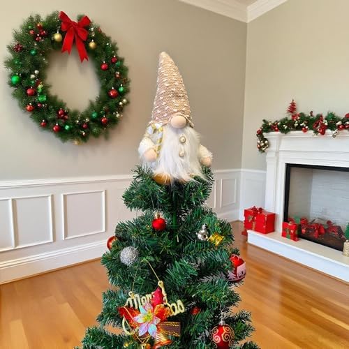 Lighted Swedish Tomte Gnome Christmas Tree Topper with Holder 12 Inch