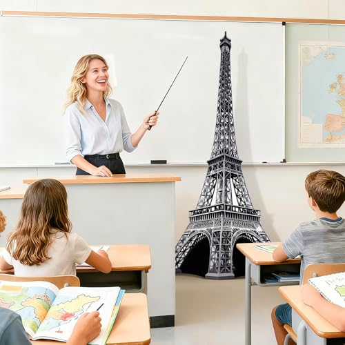 6 Ft 3D Eiffel Tower Cardboard Cutout Eiffel Tower Stand Up Cutout Life-Size French Theme Photo Booth Prop Backdrop Sign for France Night of Paris Theme Birthday Party Educational Display - color: Eiffel Tower