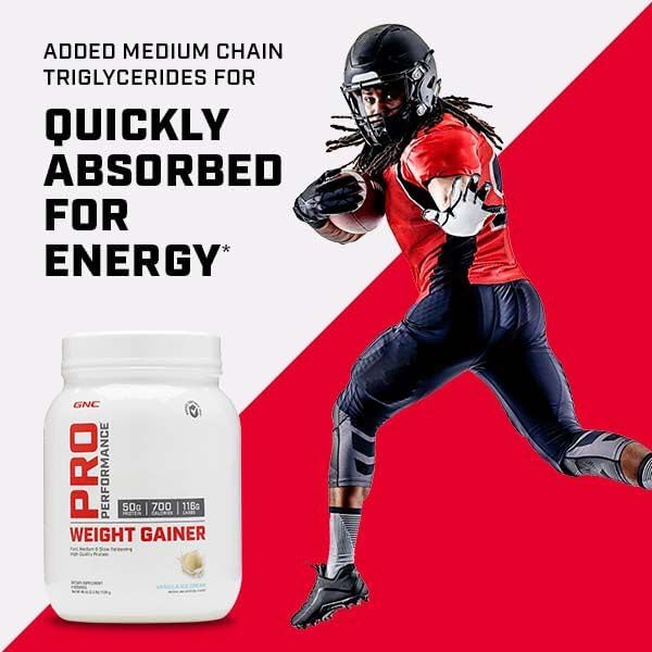 GNC Pro Performance Weight Gainer Protein Powder, 50g Protein, High Calorie, 700 Calories, Supports Mass and Muscle Recovery, MCT, BCAA, 3rd Party Tested, Double Chocolate, 6 Servings, 2.5 lbs