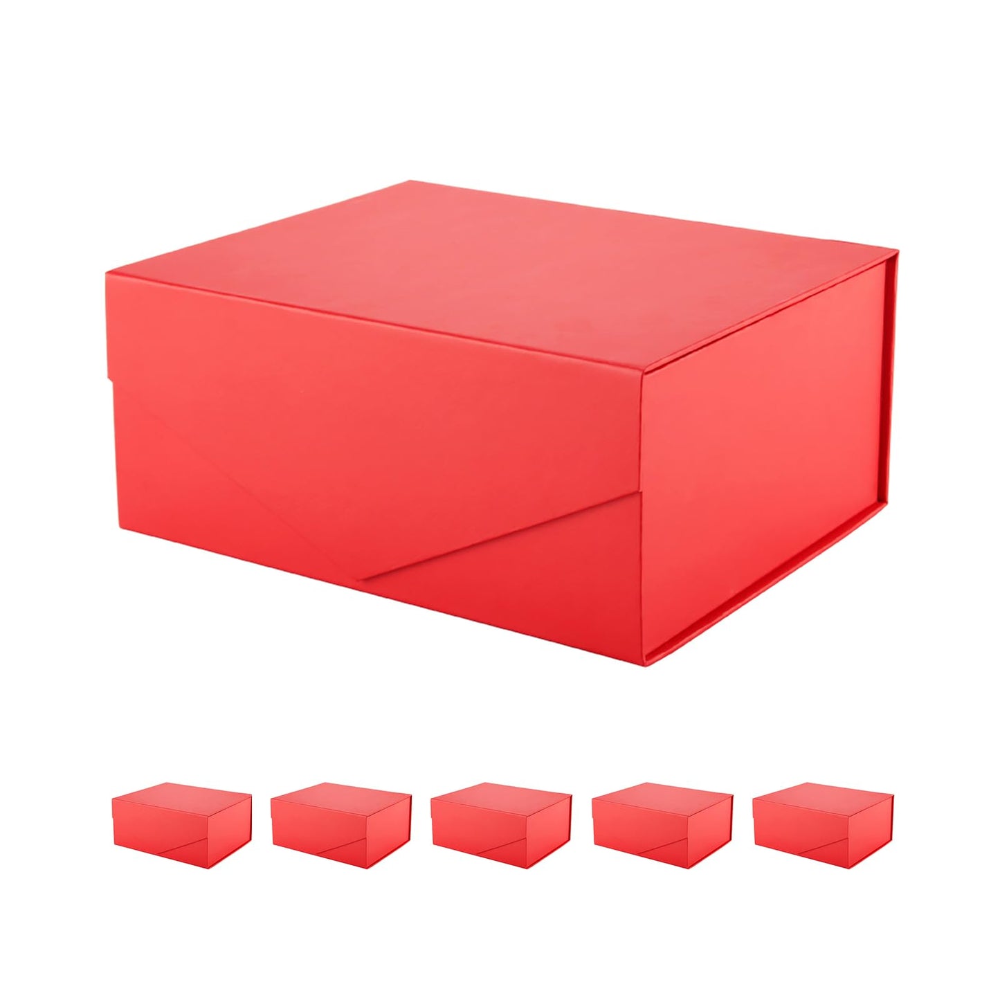 PACKHOME Mothers Day 6 Gift Boxes 9x6.5x3.8 Inches, Rectangle Collapsible Boxes with Magnetic Lids for Gift Packaging (Matte Red, Grain Texture)