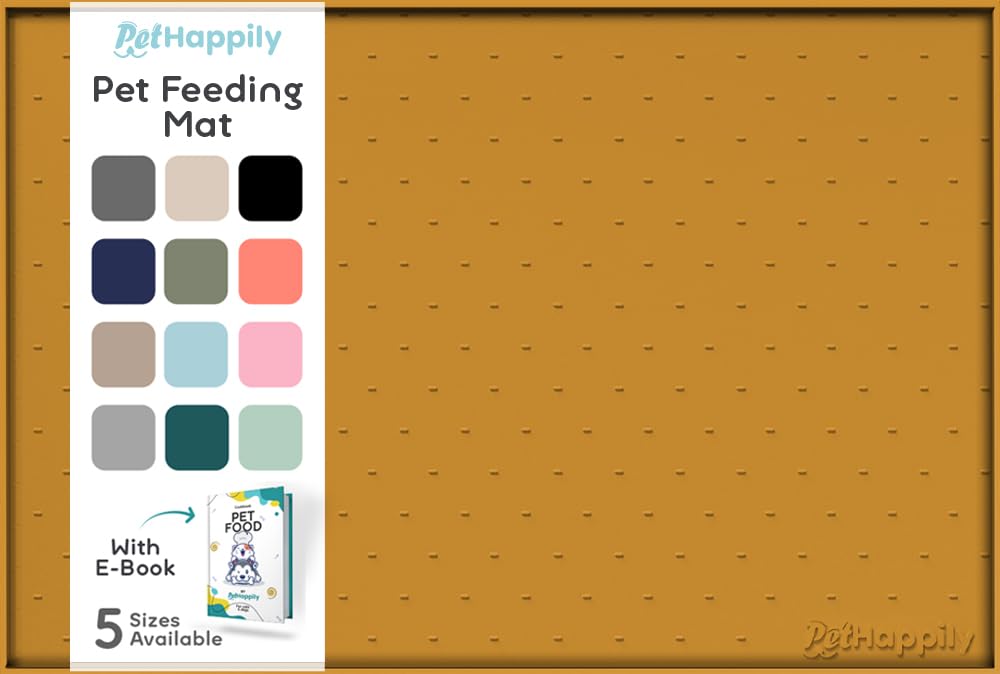 PetHappily Dog Food Mat - Raised Edges Dogs Mat for Food and Water Prevent Spill, Waterproof Cat Food Mats Protect Floors, Easy Clean Dog Bowl Mats for Food and Water, Silicone Pet Food Tray