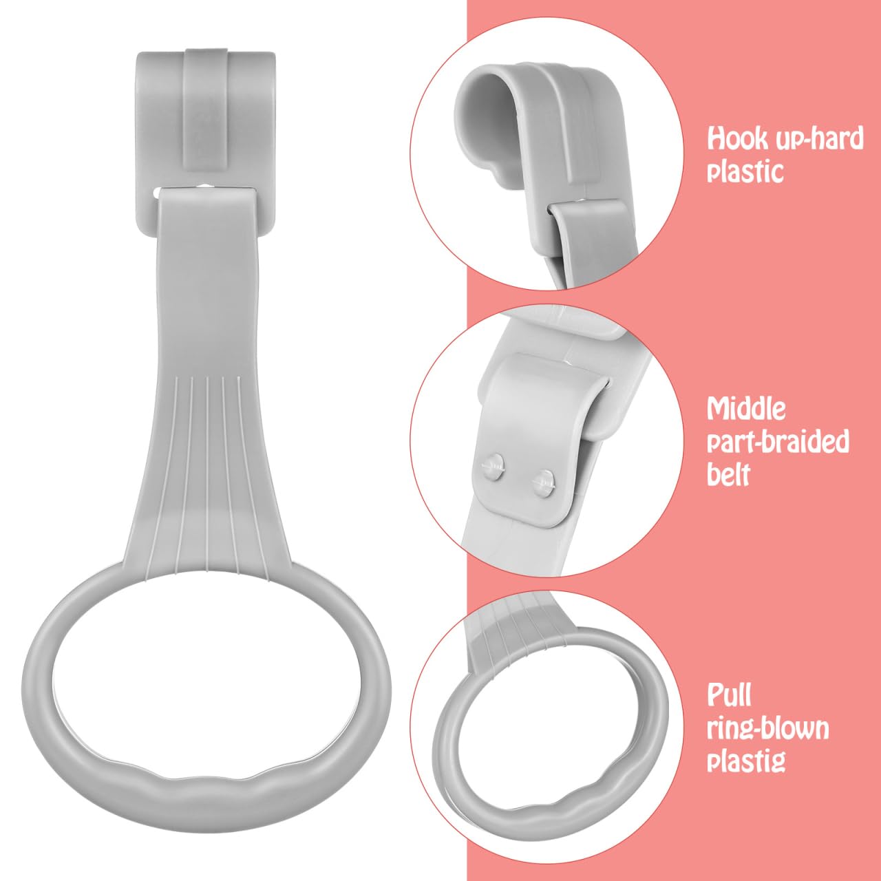 Veemoon Baby Playpen Pull up Rings Handles,4pcs Toddler Walk Assistant Crib Pull Rings Infant Standing Safety Ring Lightweight Plastic Walking Aid for Newborn Walk Practice with Smooth Rounded Edges