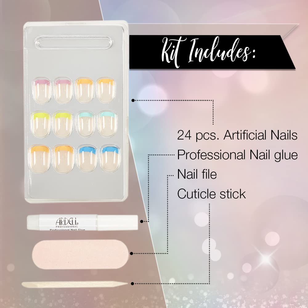 Ardell Nail Addict Artificial Nail Set, Rainbow French