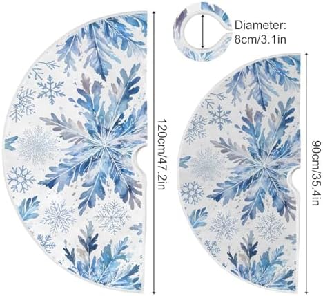 Christmas Tree Skirt 48 inch Blue Snowflakes White Xmas Xmas Tree Skirt Large Holiday Party Tree Mat Rustic Christmas Decorations New Year Xmas Ornaments