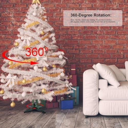 360 Degree Rotating Christmas Tree Stand Up to 7.5ft/80lbs Artificial Tree Base Stand for Malls, Homes