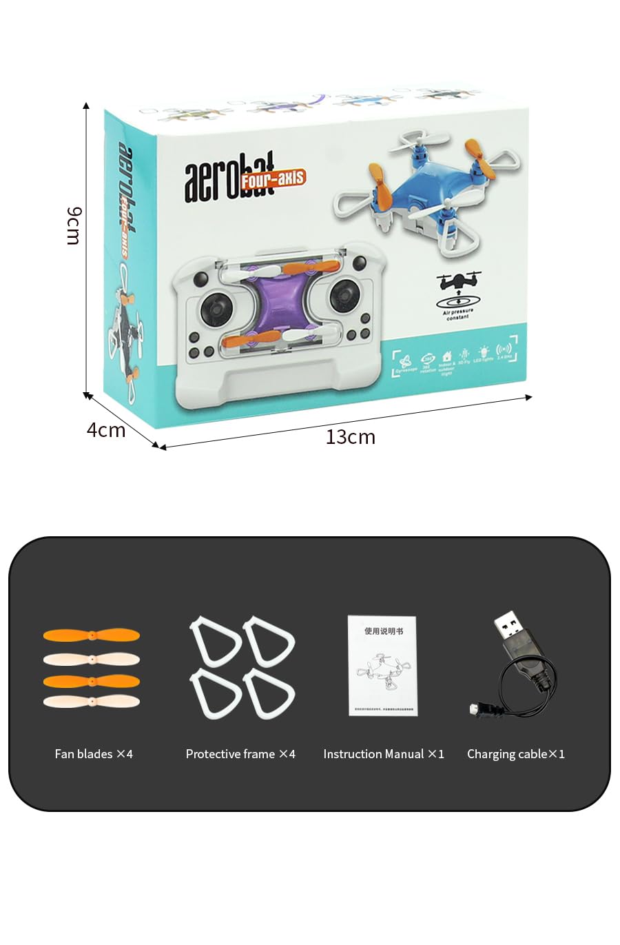 Mini Drone with Easy Stunt Flights & 360° Tricks - Perfect Beginner-Friendly Flyer, Mini Drone for Kids with LED & Altitude Hold & Propeller Protection, 360°flips, For Indoor Outdoor (Blue)