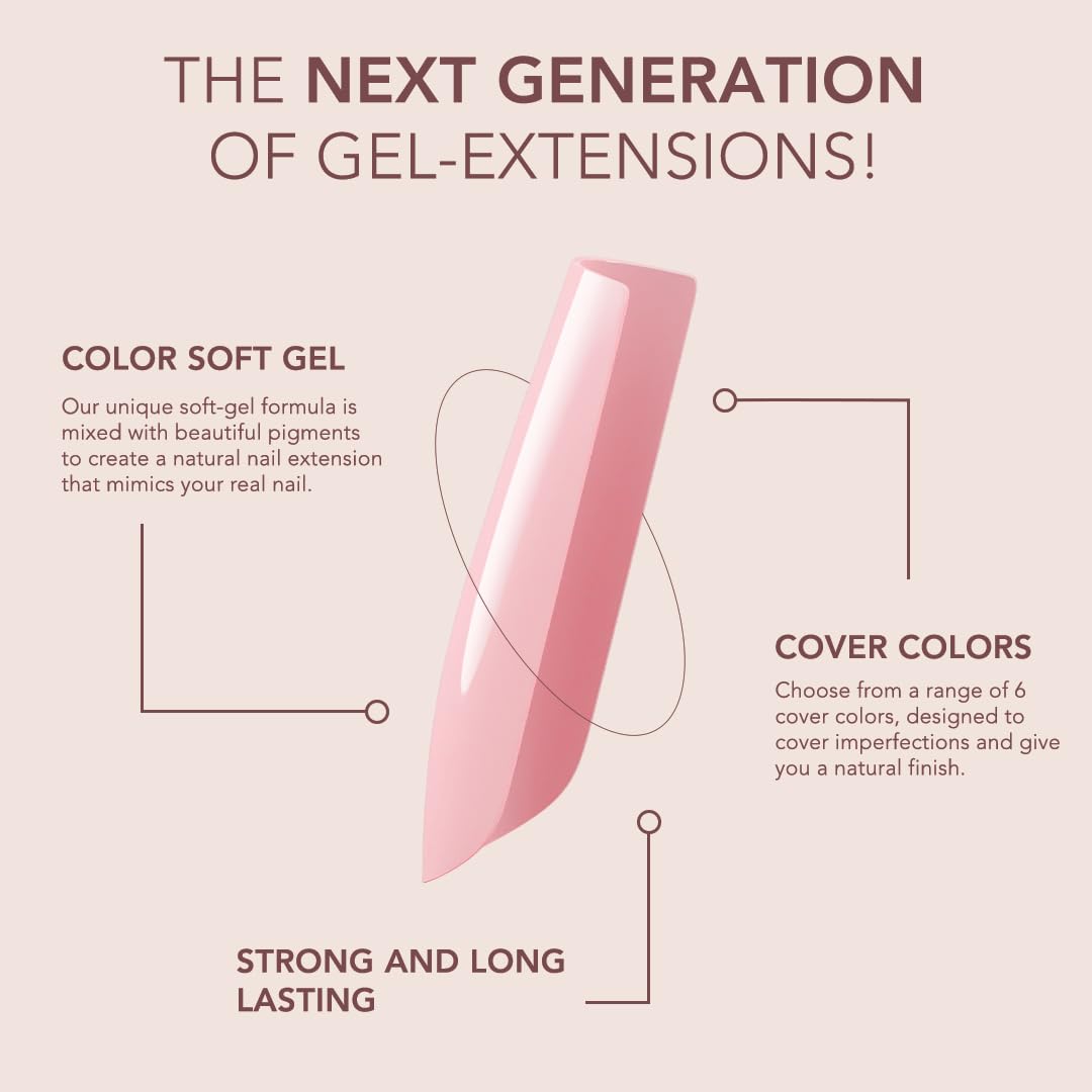 Kiara Sky Professional Nails *NEW* Cover Gelly Tip Case Soft Gel Nail Extensions (Coffin Medium - Amore)