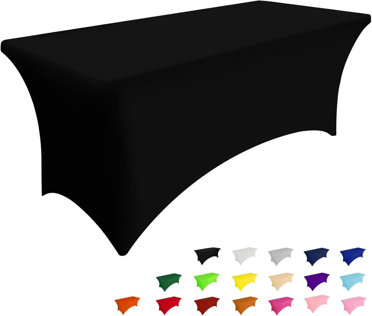 Smiry Spandex Table Cloth 6FT, Elastic Fitted Stretch Tablecloths, Washable and Wrinkle Free Rectangular Patio Table Cover for Outdoor, Wedding, Banquet & Parties (Black, 72Lx30Wx30H Inch)