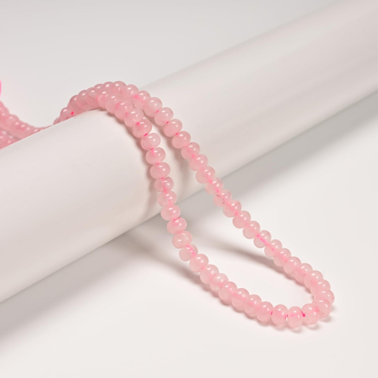 ICAI 4x6mm Natural Rondelle Beads – Loose Gemstone Spacers for DIY Jewelry Making (Rose Quartz)