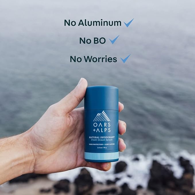 Oars + Alps Aluminum Free Deodorant for Men and Women, Dermatologist Tested and Made with Clean Ingredients, Vegan, Fresh Ocean Splash, 1 Pack, 2.6 Oz