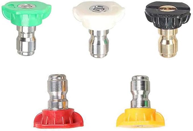 5 Pack Pressure Washer Nozzle Tips Multiple Degrees, 1/4 INCH (2.5 GPM), Power Washer Nozzle Tips, Pressure Washing Tips Set, Pressure Washer Head Rated Up to 4500 PSI Power Washer Tips.