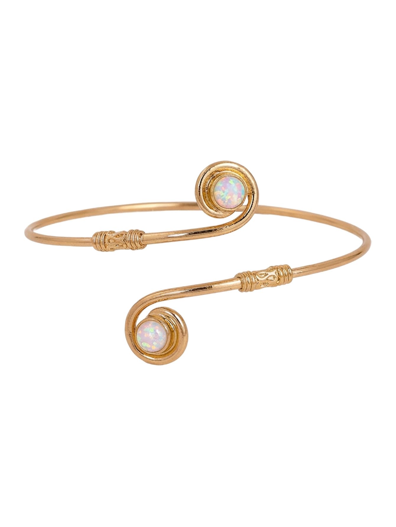 MakeMeChic Beach Gold Arm Cuff Jewelry for Women Bangle Band Armlet Flower Upper Arm Cuff Bracelet Summer Beach Essentials Opal Gold One-Size