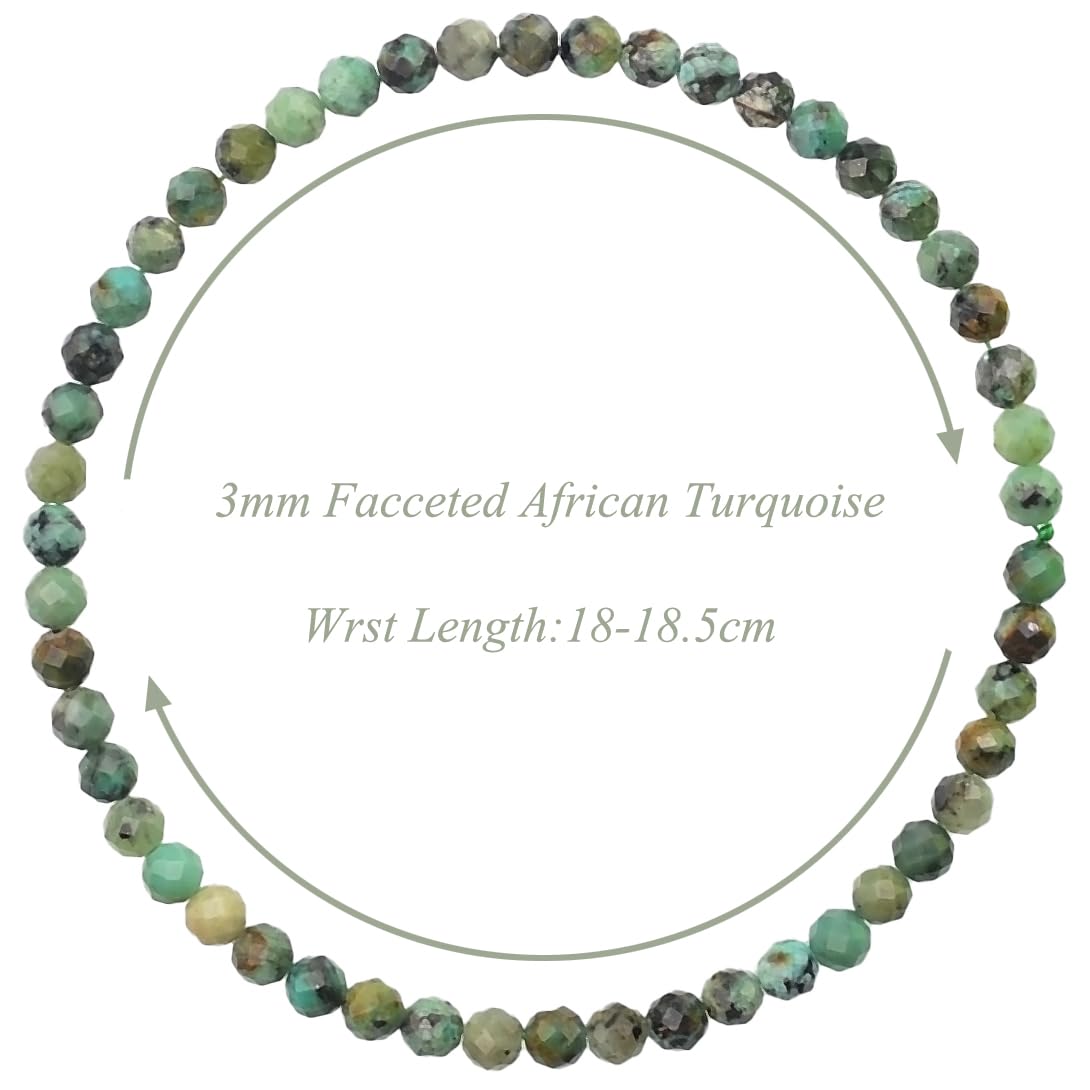 MASSIVE BEADS Natural Genuine Gemstone Beads Healing Crystal Chakra Reiki Jewelry Faceted Round Beads Bracelets (African Turquoise, 3mm)