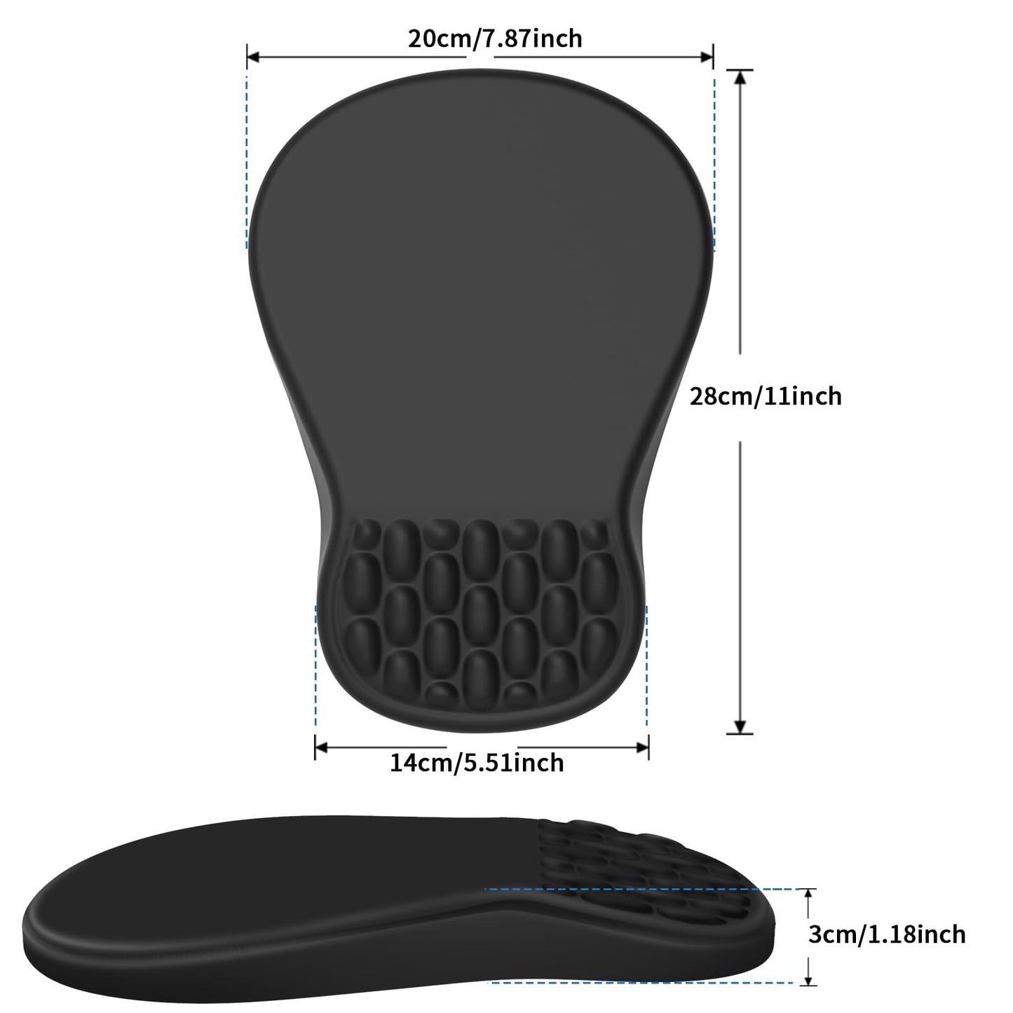 YIWEI Ergonomic Mouse Pad with Wrist Support - Gel Memory Foam Mouse Mat for Computer Keyboard & Laptop - Non-Slip Base, Pain Relief for Home Office & Gaming - Black