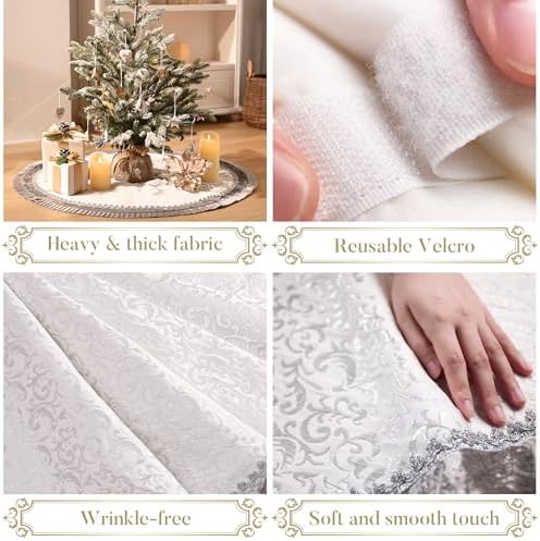 Valery Madelyn 60 Inch Sliver Christmas Tree Skirt for Tree Decorations